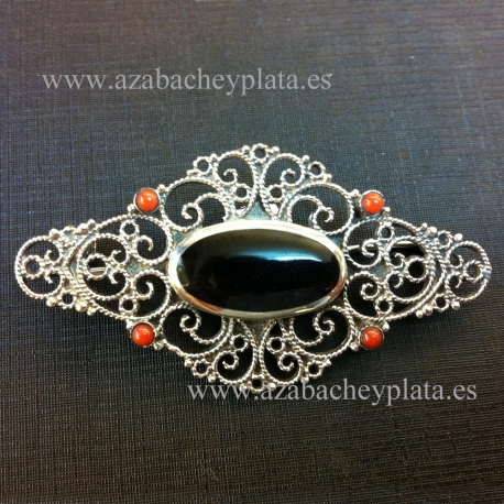 Broche de azabache y plata
