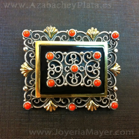 Broche de azabache y plata