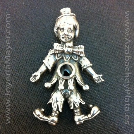 Colgante arlequín de azabache y plata