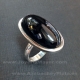 Jet ring and sterling silver