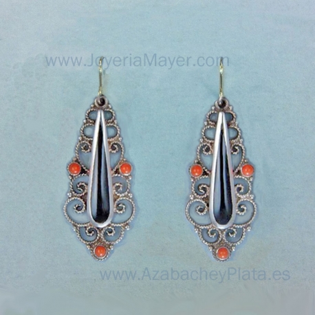 Pendientes de azabache y plata