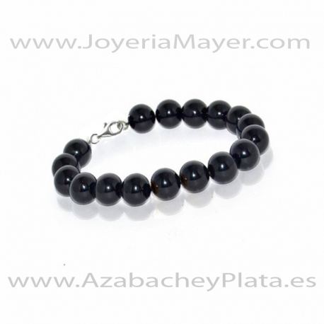 Pulsera de bolas de azabache y plata