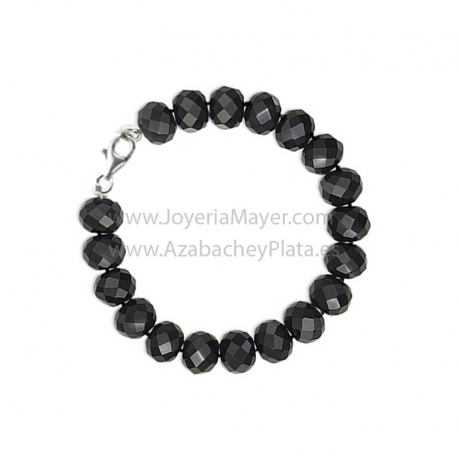 Pulsera de bolas de azabache y plata