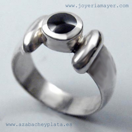 Anillo de azabache y plata