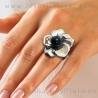 Jet ring and sterling silver