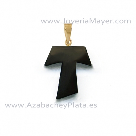 Cruz Tau de azabache y plata