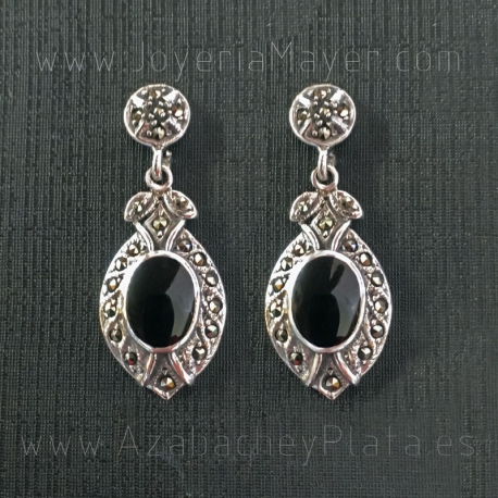 Pendientes de azabache y plata