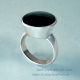 Jet ring and sterling silver