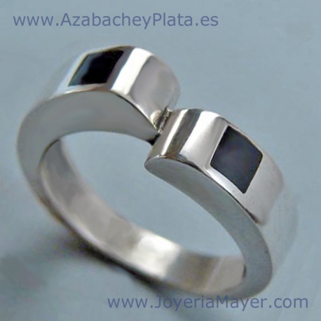 Anillo de azabache y plata