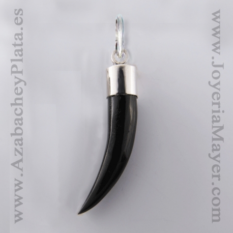 Colgante corazón de azabache y plata