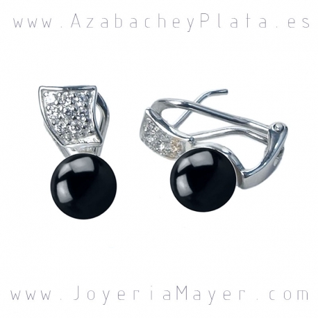 Pendientes de azabache y plata