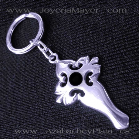 Llavero de azabache y plata concha de Compostela