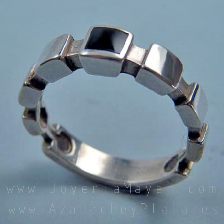 Anillo de azabache y plata