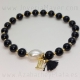 Pulsera de bolas de azabache y plata