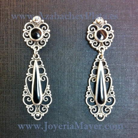 Pendientes de azabache y plata