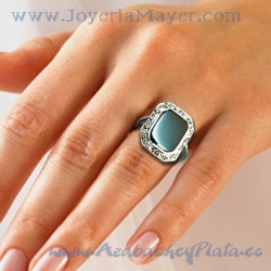 Anillo de azabache y plata