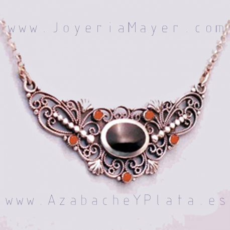 Gargantilla  de azabache y plata
