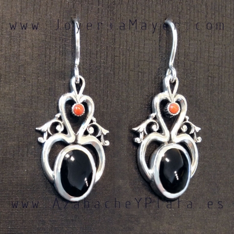 Pendientes de azabache y plata