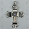 Cruz Pectoral de azabache, plata. oro y amatista
