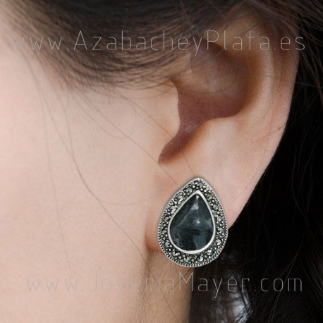 Pendientes de azabache y plata