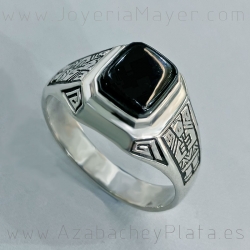 Anillo de azabache y plata