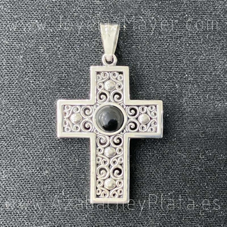 Cruz de azabache y plata