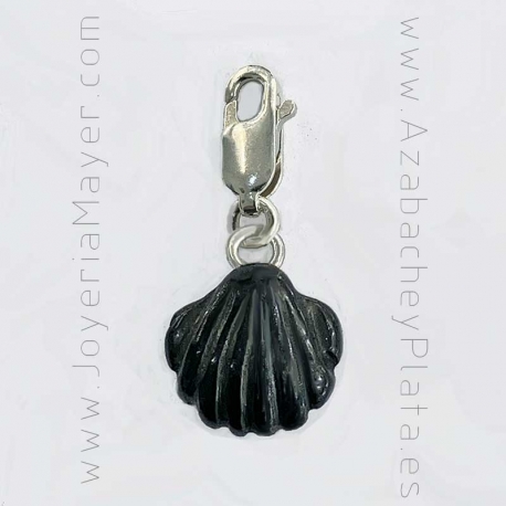 Charm de azabache y plata concha de Compostela