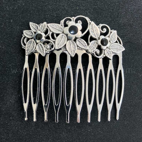 Peineta de azabache y plata