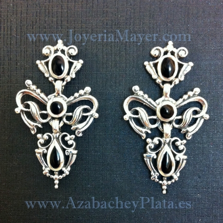 Pendientes regionales sapo de azabache y plata