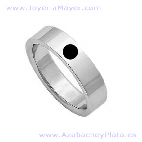Jet ring and sterling silver