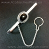 Pasador de corbata de azabache y plata