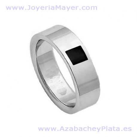 Jet ring and sterling silver